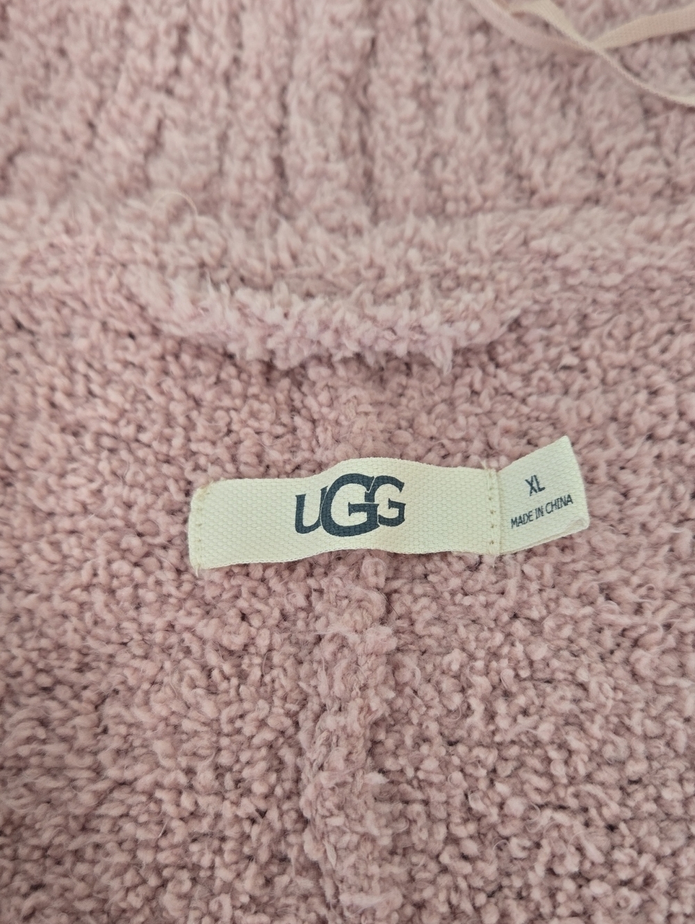 UGG Fremont Open Front Cardigan Pink Fuzzy Knit Cozy Oversized Loungewear XL - Picture 5 of 8
